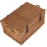 Rope Handled Green Tweed 6 Person Fitted Picnic Wicker Basket