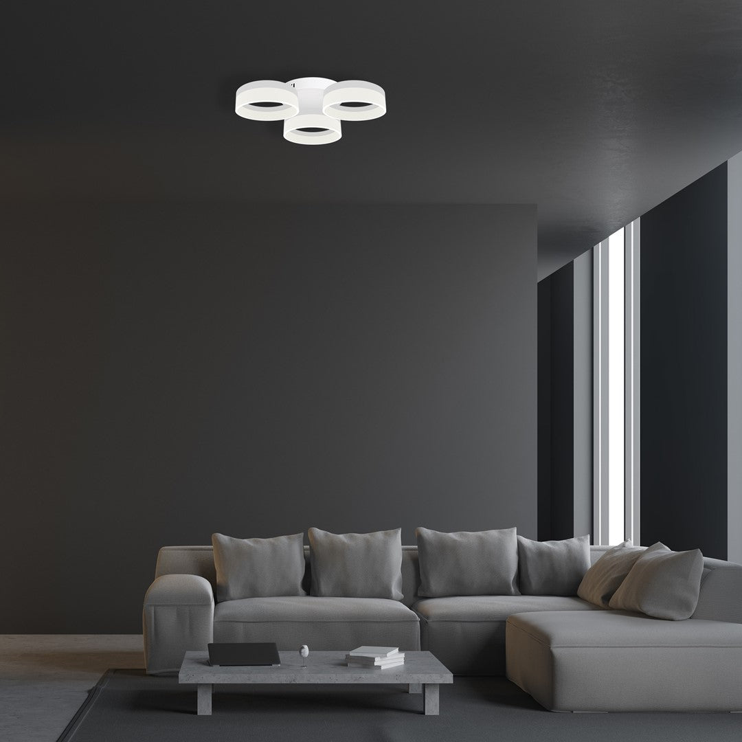 Ring 46cm Led Designer Pendant Lamp A Stunning Centrepiece Formed From 3 Hypnotic White Hoops 36w(150w) Led Hoop