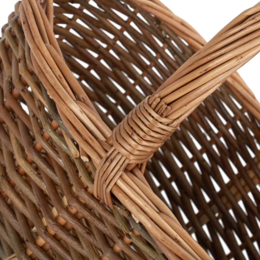 Oval Unpeeled Willow Shopping Basket | Medium | Brown