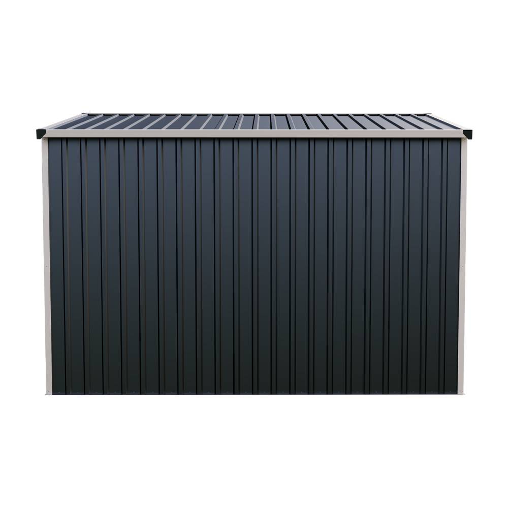8x4 Ft Outdoor Metal Storage Shed with Pent Roof, 3 Lockable Doors & Adjustable Shelves, Weather-Resistant Garden Tool Storage House