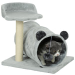 Cat Tree W/ Scratching Post, Bed, Cat Tunnel, Toy Ball | Gray