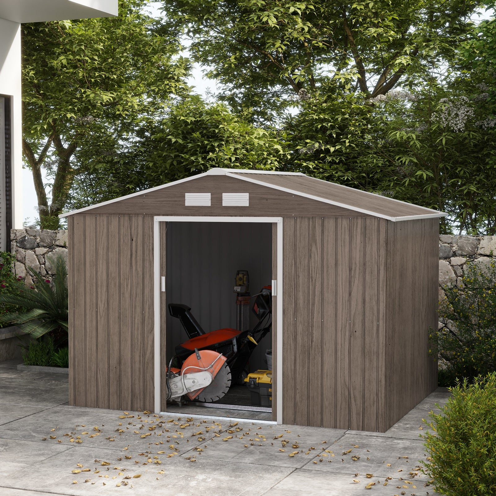 Garden Shed Storage Unit With Locking Door Floor Foundation | Medium | Pale Brown