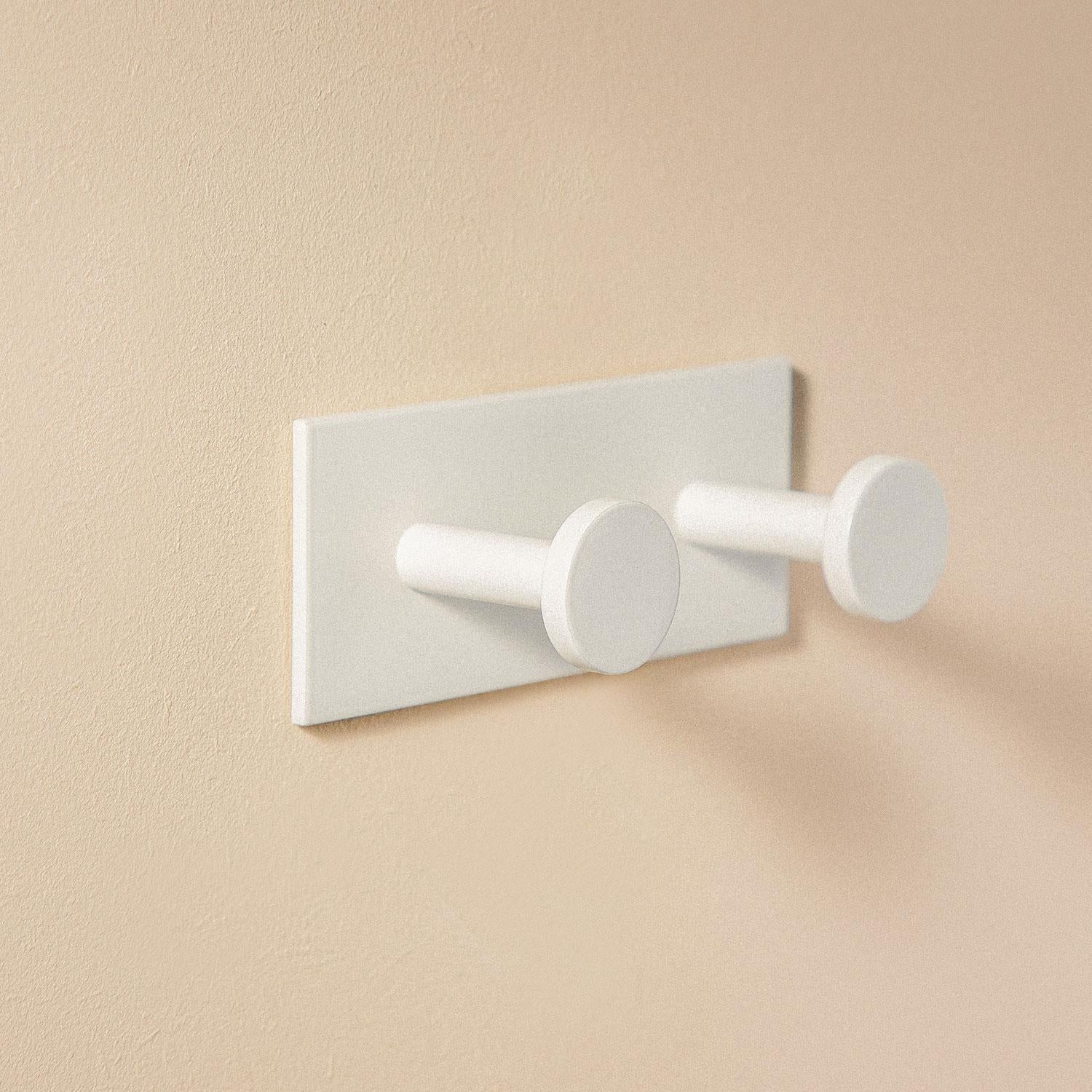 Double Towel Hook, Robe Hook, Self-adhesive, White, Stick Collection