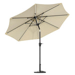 3m Solar Led Patio Umbrella, Outdoor Parasol With 16 Led Tubes, Crank Lift & Push Button Tilt With Resin Base | One Size | Beige