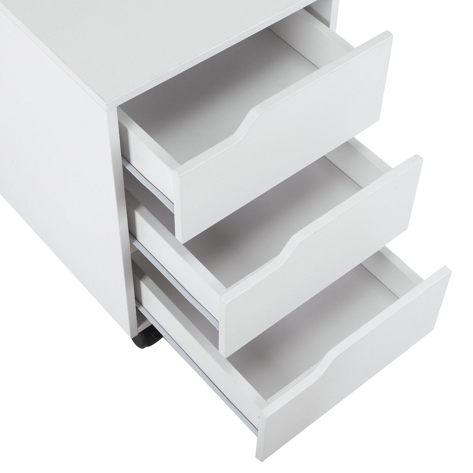 Mdf Mobile File Cabinet With 3 Drawers Locking Wheels | One Size | White