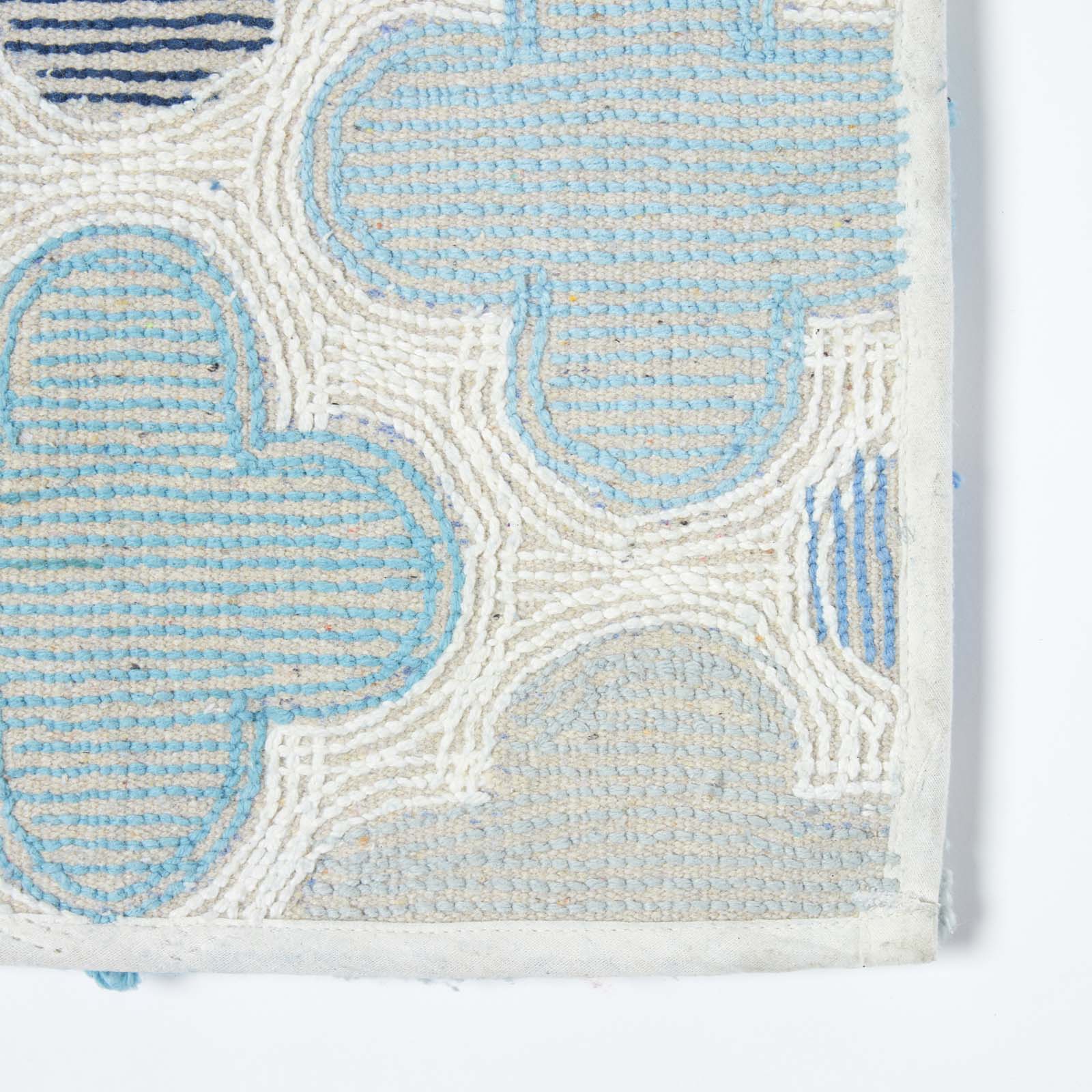 Blue And Grey Pattern Cotton Bath Mat
