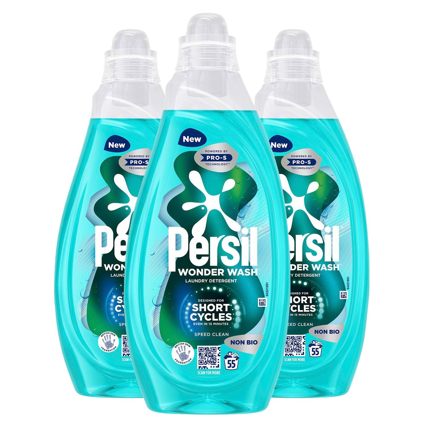 Wonder Wash Liquid Laundry Detergent Non Bio Speed Clean 55w, 1.485l | Set of 3