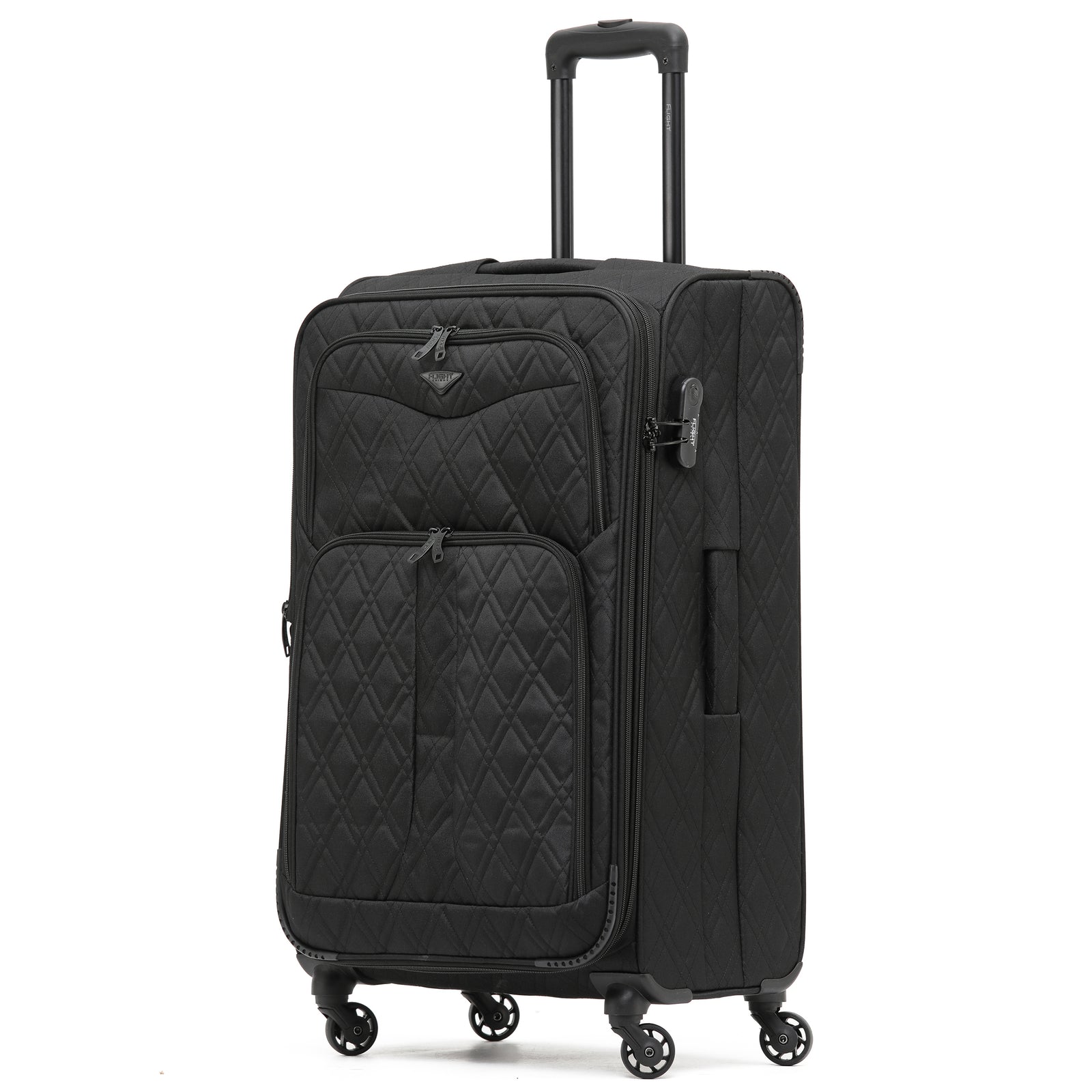 Medium 26" Lightweight 4 Wheel 800d Soft Case Quilted Suitcases Set Of 3 Anti Crack - Cabin & Hold Luggage 100+ Airlines Approved | Medium | Black
