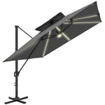 3.5x3m Cantilever Parasol, Solar Led Lights | Dark Grey
