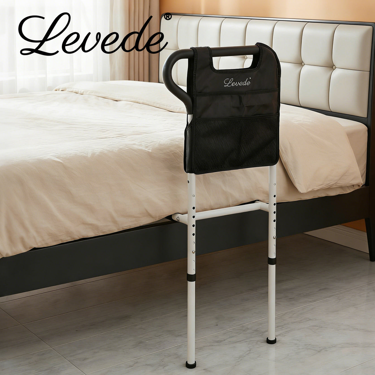 Safety Bed Rails Adjustable For Elderly Adult Seniors Assit Mobility Aid | Black