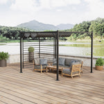 3x 2.8m Metal Outdoor Pergola With Retractable Roof & Pa-coated Polyester,outdoor Gazebo Canopy Shelter With Grommet Holes For Garden