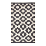 Zurich Handwoven Black And White Cotton Geometric Kilim Rug | 150cm x 220cm | Black & White