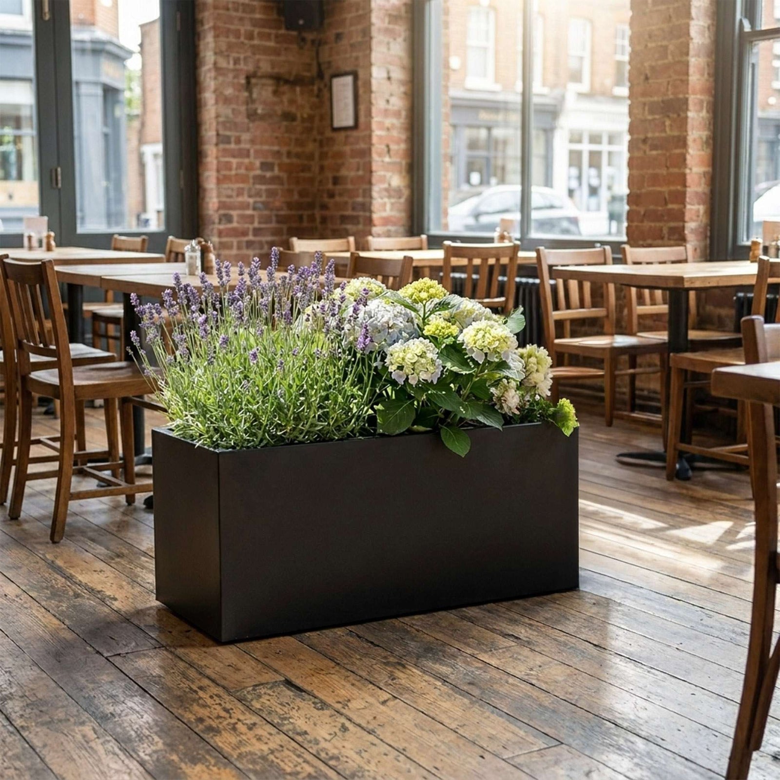 Nicoman 80cm Galvanised Matte Black Trough Planter