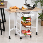 Drop Leaf Trolley With Baskets, 6 Wheels