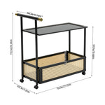 Breeins 2-tier Rolling Bamboo Side Table With Side Handle