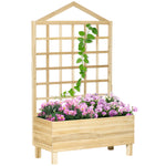 Wooden Planters With Trellis For Climbing, Natural