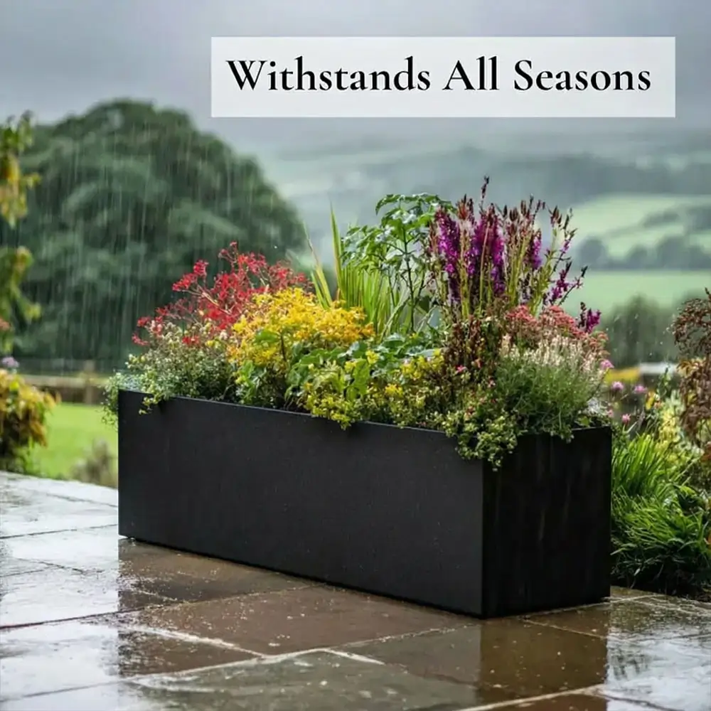 Zinc Galvanised Trough Planter | 70cm x 24cm x 24cm | Matte Black