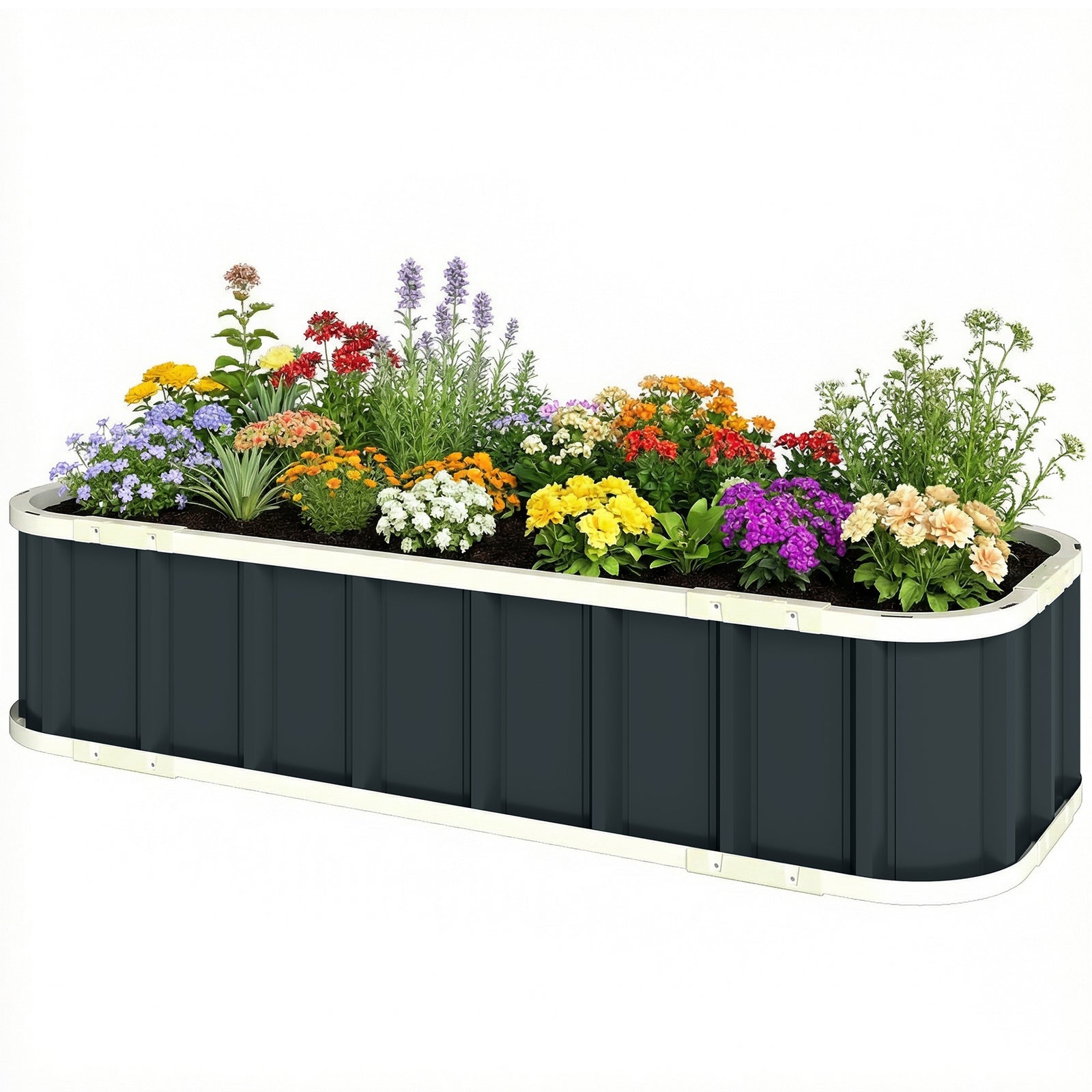 Galvanised Raised Garden Bed With Gloves | M | Dark Grey