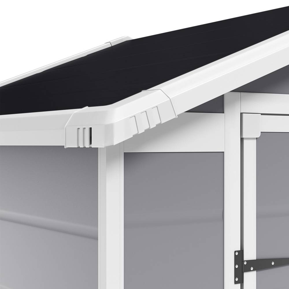 6x4.4ft Outdoor Plastic Garden Storage Shed With Lockable Double Doors & Floor Tool Shed