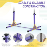 Adjustable Kids Gymnastics Bar Horizontal Training Steel Frame Wood | Purple