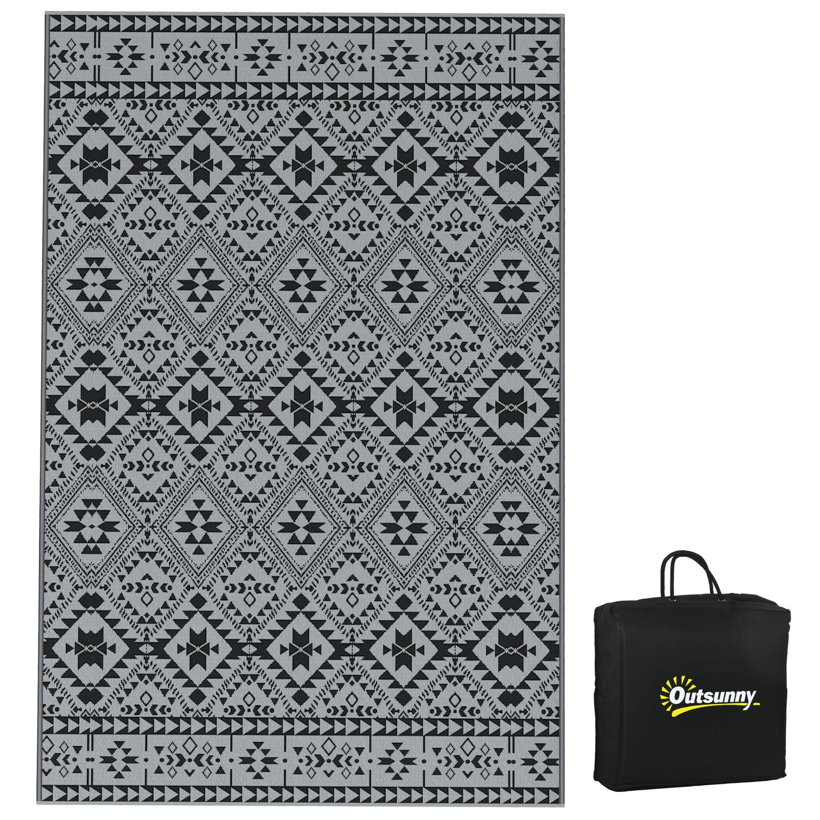Reversible Rug W/ Carry Bag 182x274cm Black