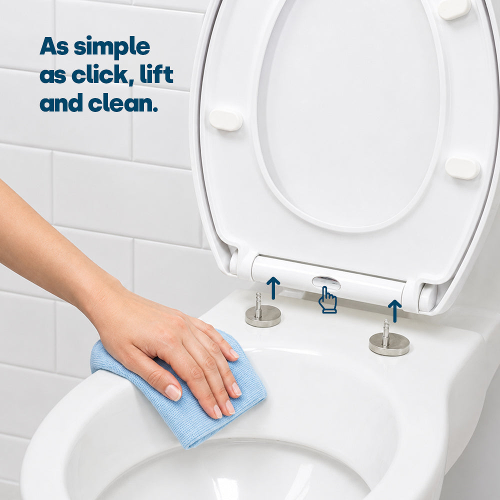 Livivo Soft Close Toilet Seat - Oval White With Quick Release Button For Easy Cleaning
