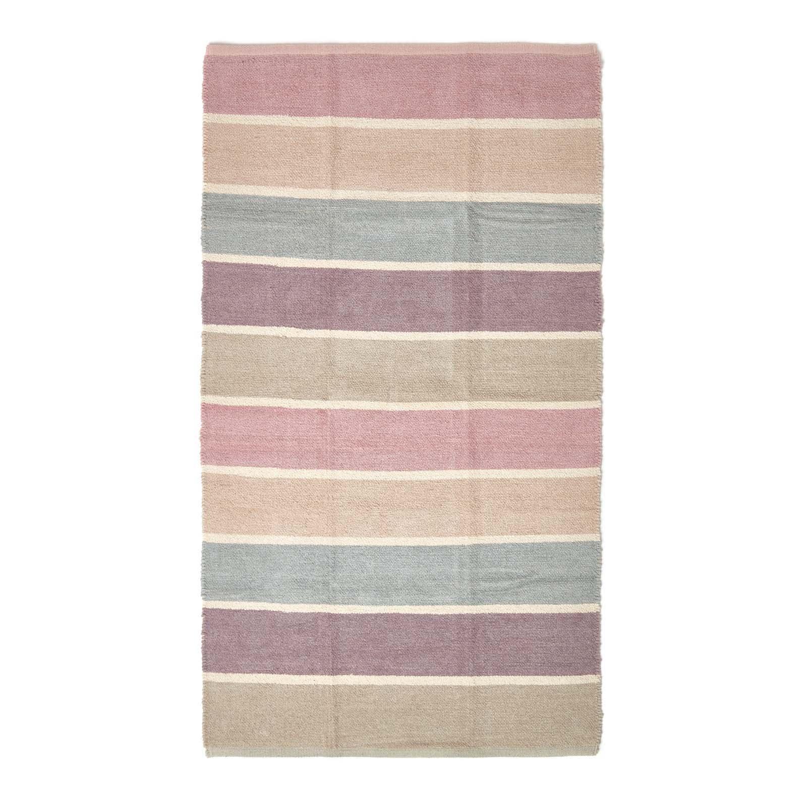 Cotton Chenille Striped Rug | 60cm x 100cm | Blue & Grey