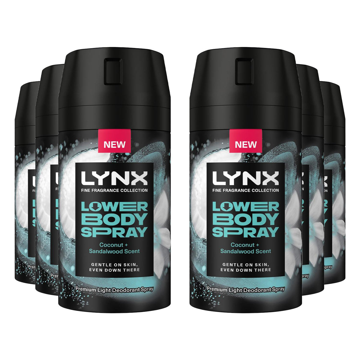 Lower Body Spray Coconut + Sandalwood 72hrs Of Freshness 100ml, 6 Pack | Set of 6