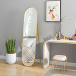 Oval Full Length Mirror With Metal Frame Hanging Or Leaning | One Size | Gold