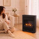 Electric Fireplace Stove Freestanding And Inset, 1000w/2000w, Black