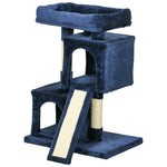 Cat Rest & Play Activity Tree W/ 2 House Perch Scratching Post | Blue