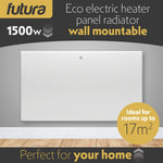 Electric Radiator Panel Heater Wall Mounted Or Floor Standing Bathroom Safe Timer And Thermostat Control | 1500w | White