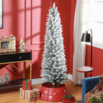 5/6/7ft Artificial Pencil Christmas Tree Realistic Green/White | 6ft | White