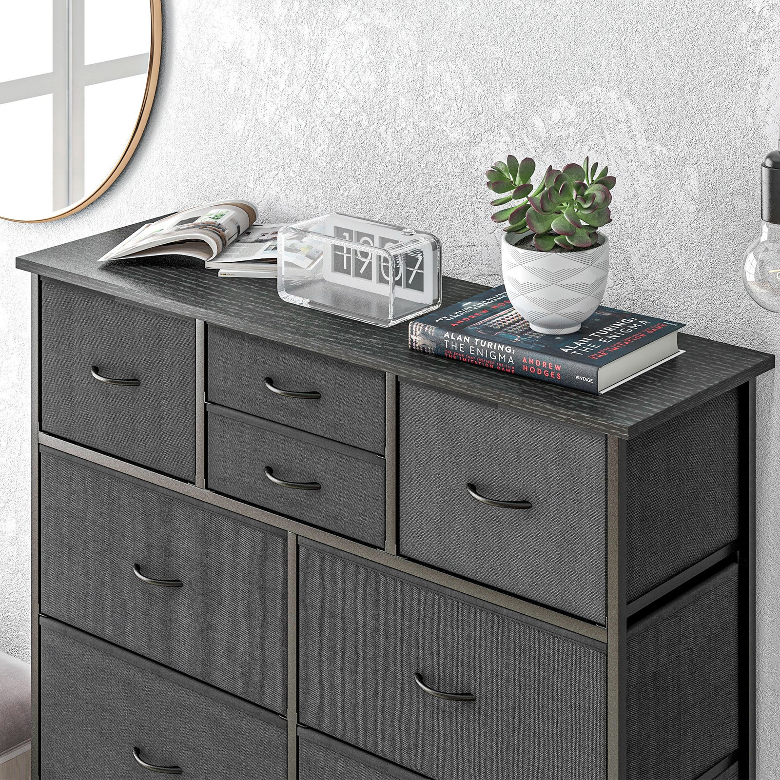 Bedroom Chest Of Drawers Fabric Dresser Foldable Drawers | One Size | Black