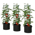 Outsunny 3 Packs Tomato Cages With 83.7l Grow Bags, 120cm Plant Stakes