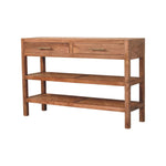 Saffron Rattan Console – Solid Mango Wood With Woven Rattan & Brass Accents