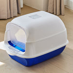 Detachable Cat Litter Box With Scoop Easy Clean Large Pet Toilet, Splash-proof, Odor Control, Portable Design | Blue