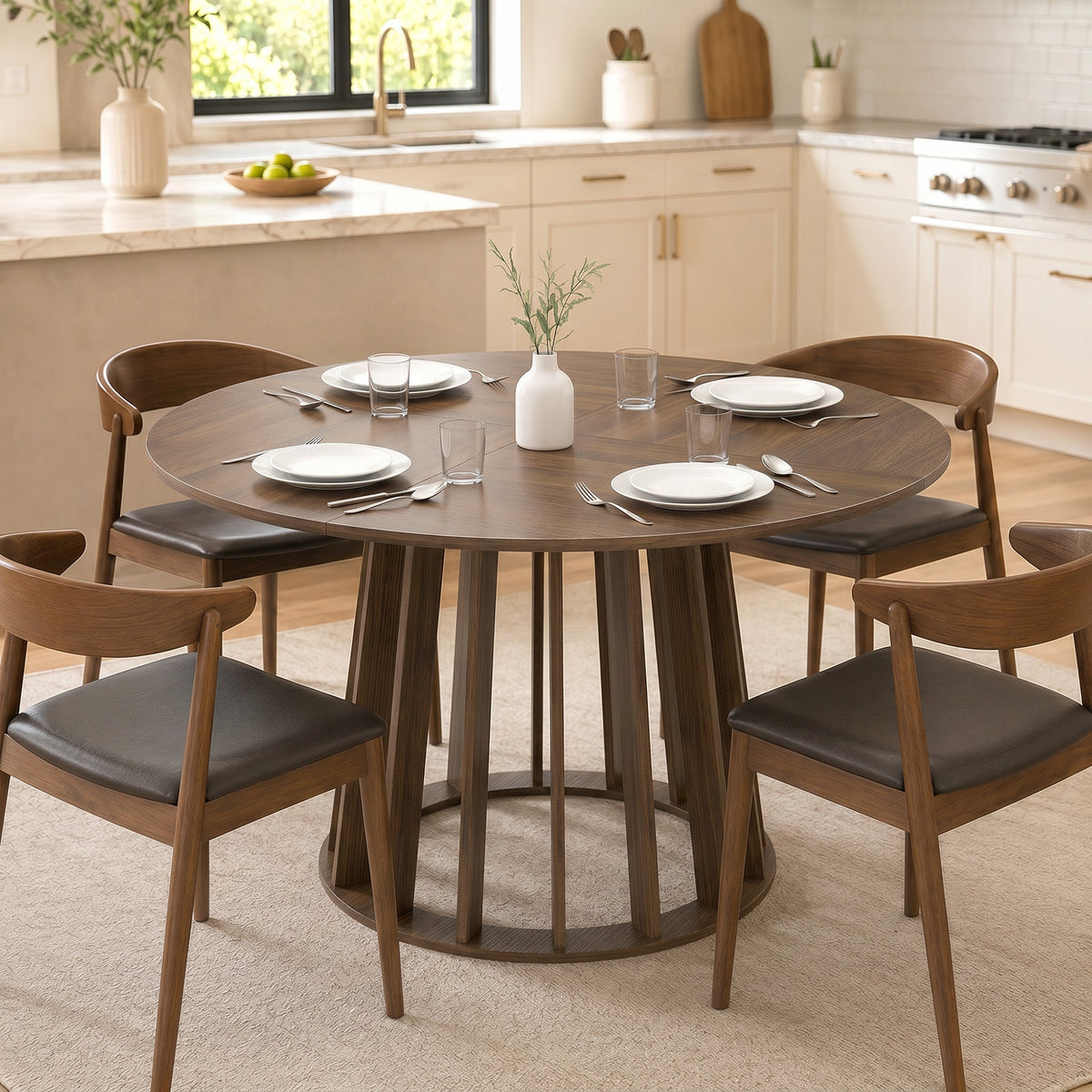 HOMCOM Modern Dining Table For 4-6 People 120 Cm Light Walnut