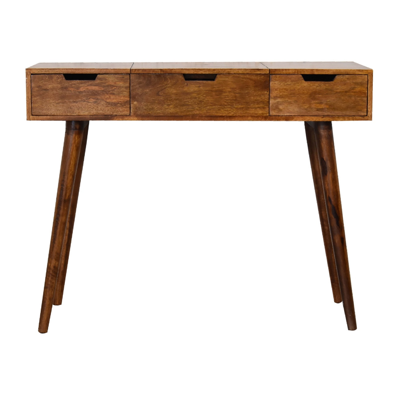 Solid Mango Wood Chestnut Foldable Mirror Table
