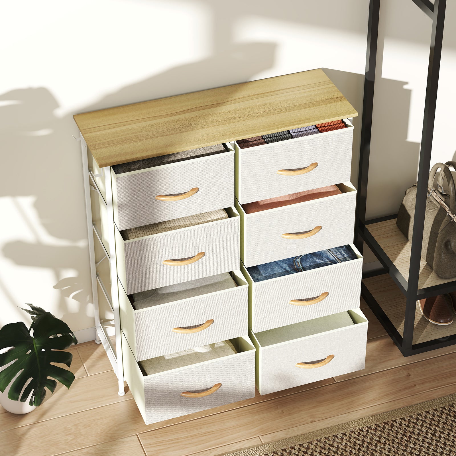 Fabric Chest Of Drawers, 8 Drawer Dresser For Bedroom | Beige