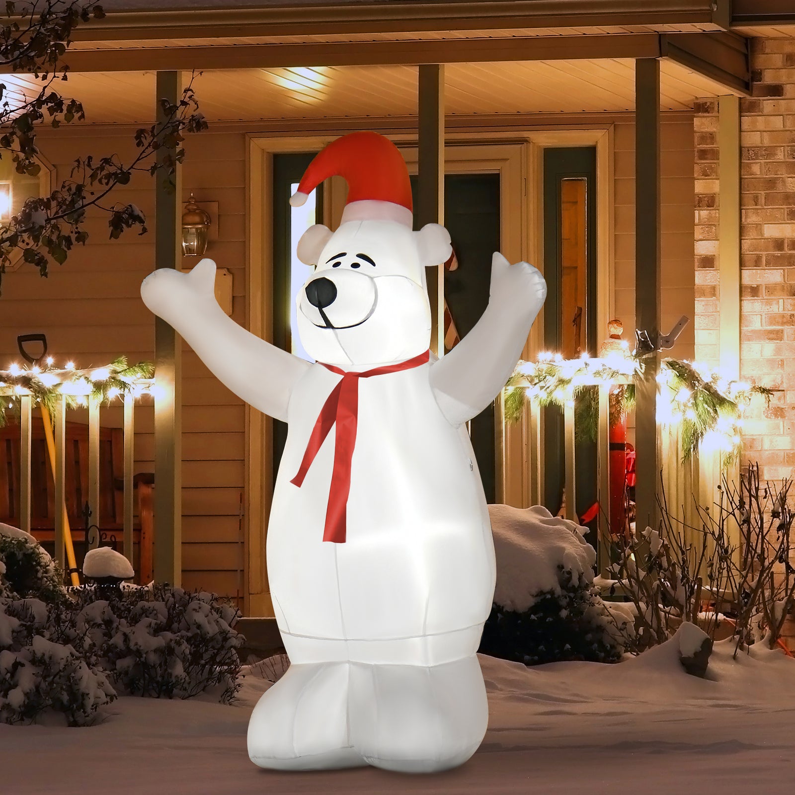 6ft Tall Outdoor Inflatable Bear Lighted Airblown Christmas