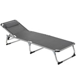 Folding Outdoor Lounger W/ Pillow | Dark Gray