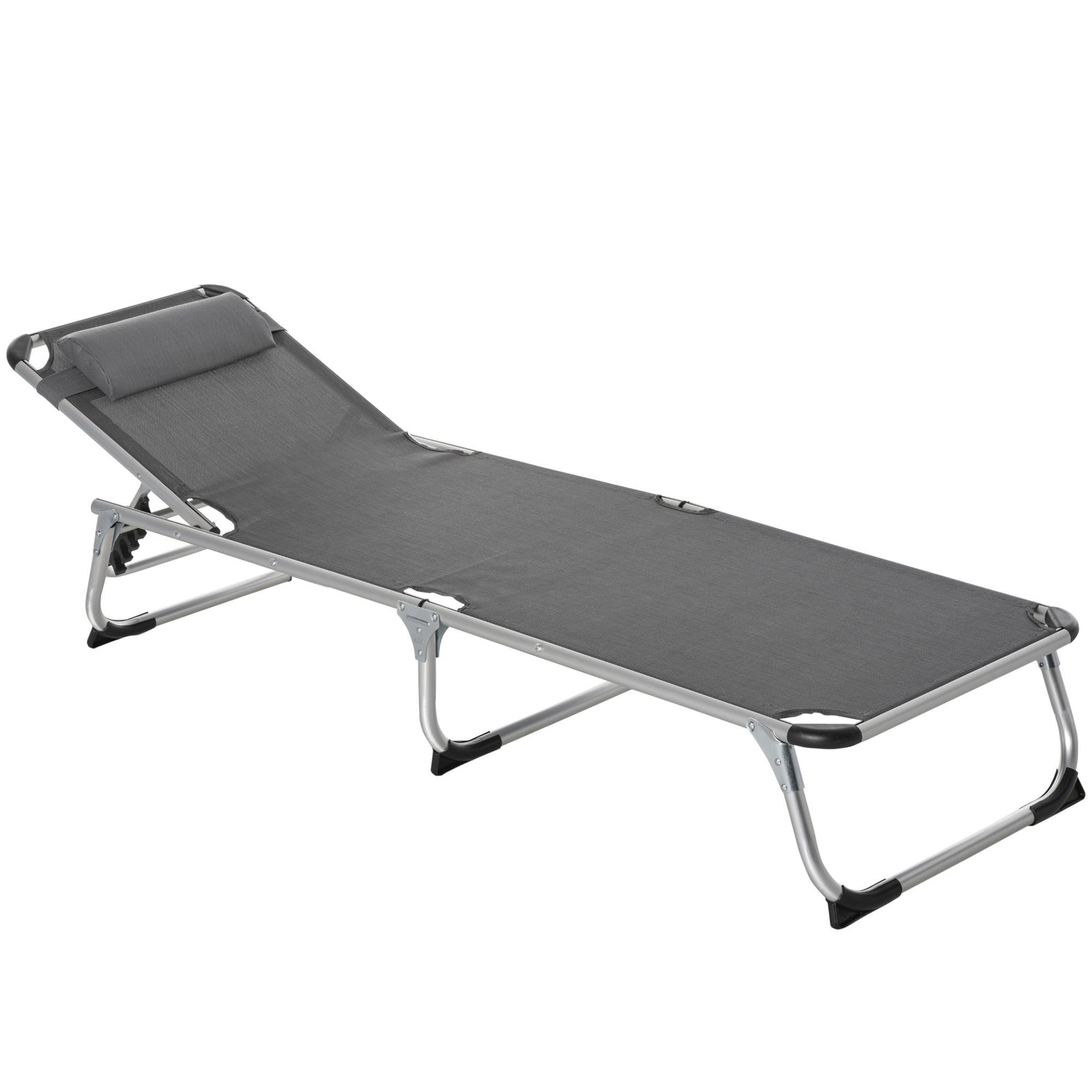 Folding Outdoor Lounger W/ Pillow | Dark Gray