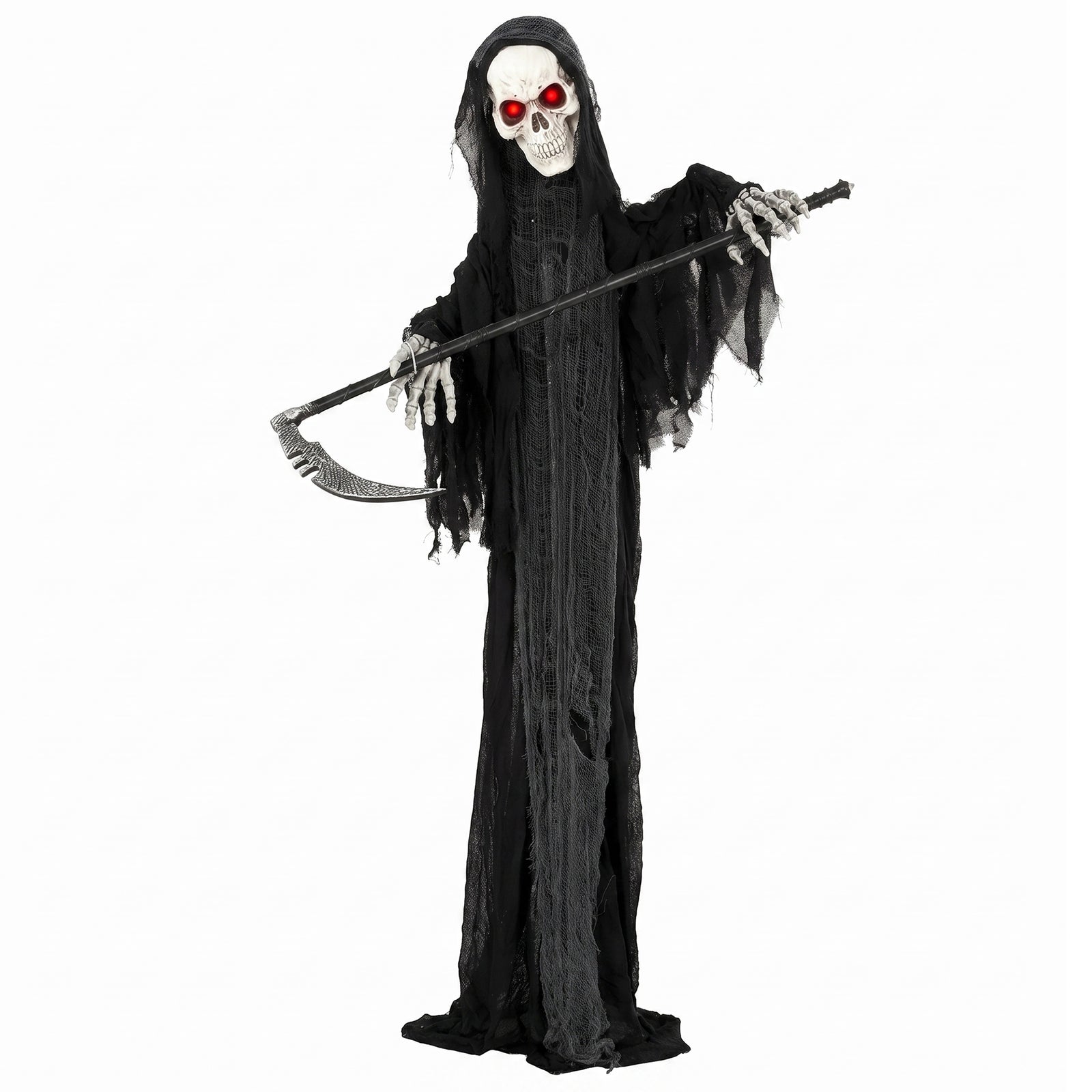 HOMCOM 72"/183cm Life Size Animated Grim Reaper Halloween Decoration