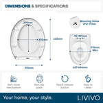 Livivo Soft Close Toilet Seat - Oval White With Quick Release Button For Easy Cleaning