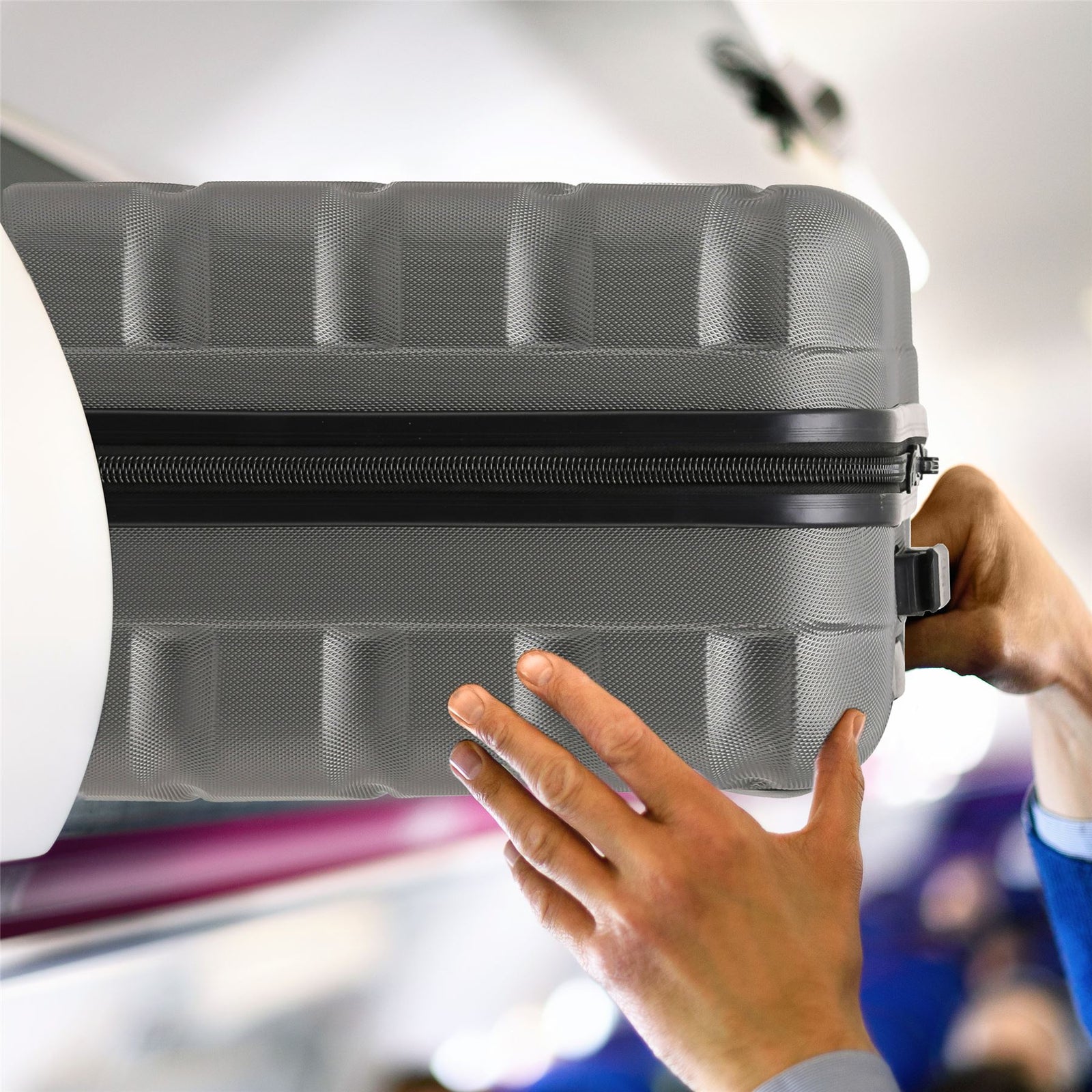 56x45x25cm Hard Cabin Suitcase - Lightweight 2-Wheel ABS Carry On Hand Luggage | Cabin | Charcoal