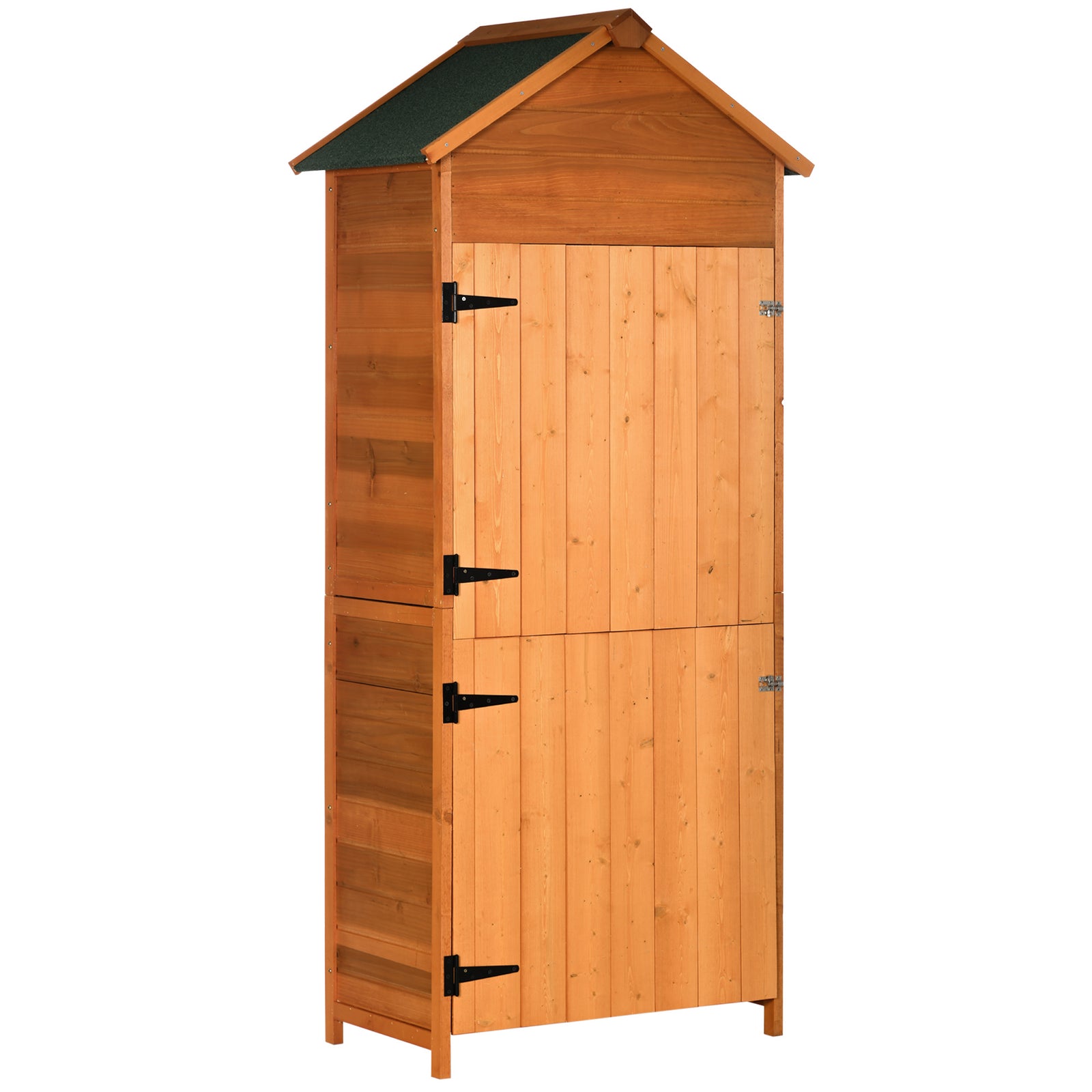Wooden Garden Shed Outdoor Shelves Utility Tool Storage | Orange