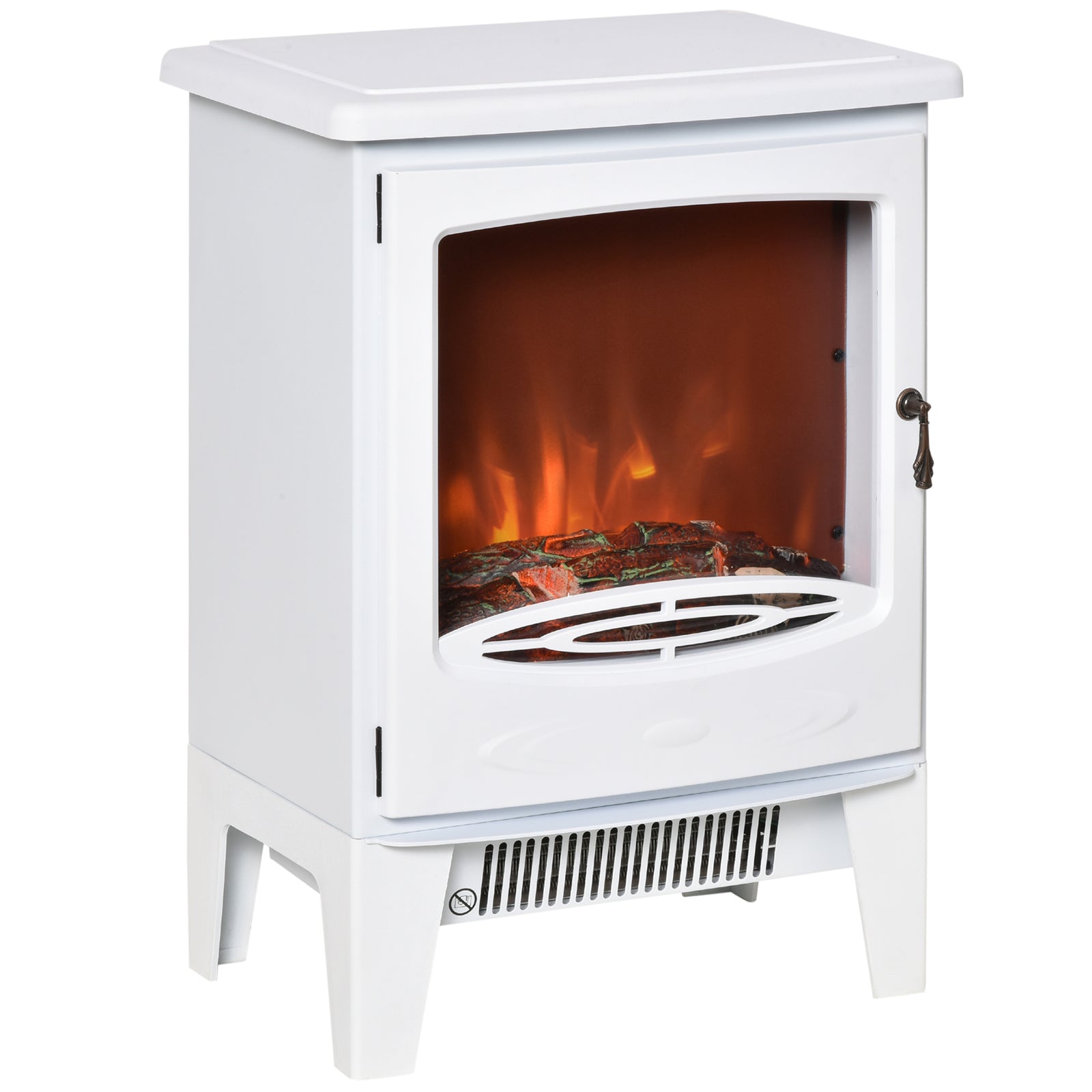 Freestanding Electric Fireplace Stove Heater With Led Flame | One Size | White