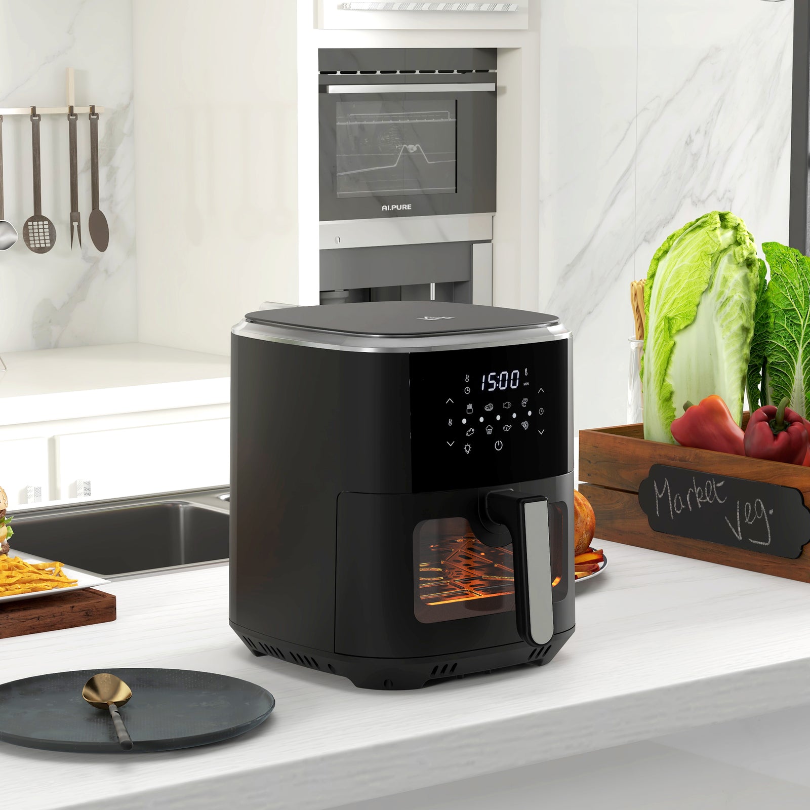HOMCOM 6.5l Air Fryer With Digital Display Rapid Air Circulation