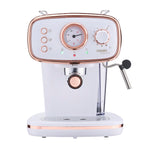 15-bar Retro Espresso Coffee Machine With Steam Wand | White & Copper